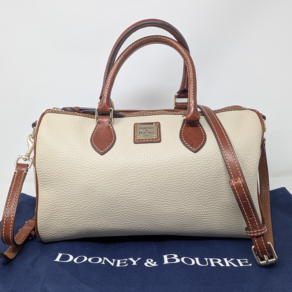 Women's Dooney & Bourke Cream/British Tan Gen Pebbled Leather Crossbody Handbag